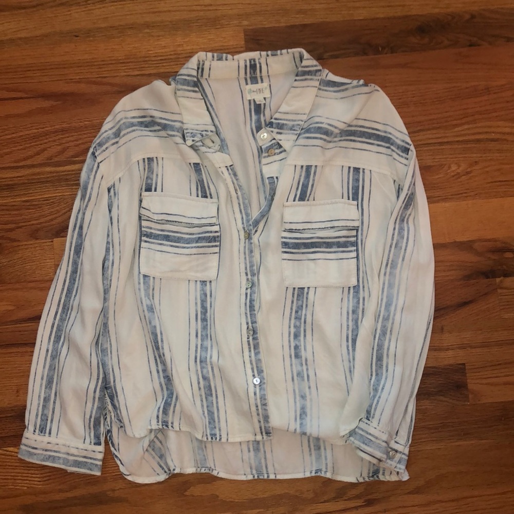 White and blue button down